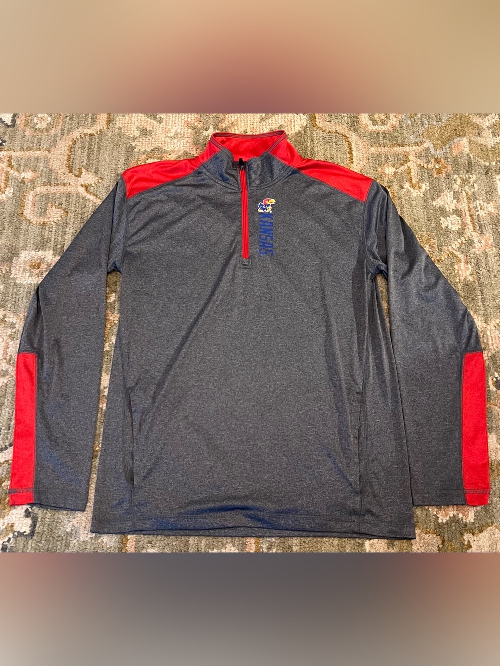 Kansas Jayhawks Champion 1/4 Zip Pullover Men’s Size Medium Color Grey